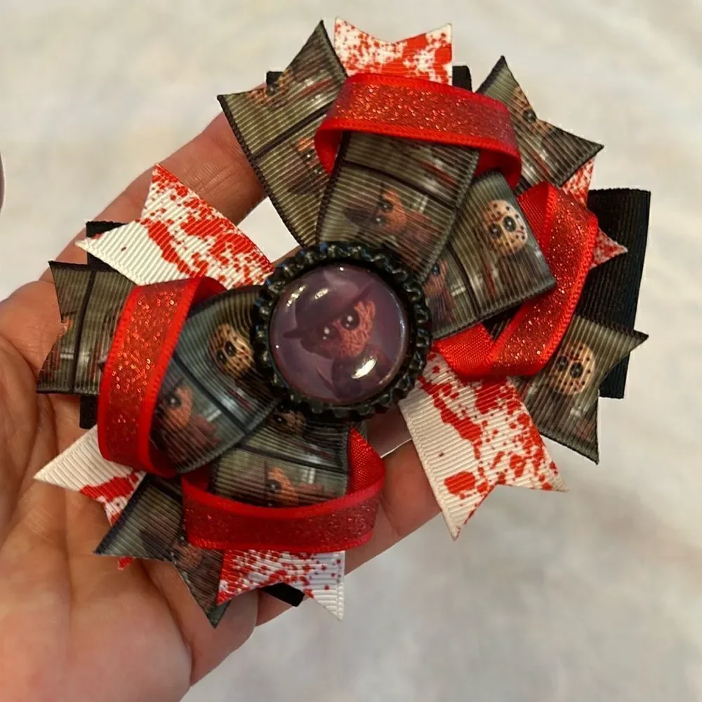 Hair Barrette Hand Crafted Horror Bloody Freddy Jason Barettes